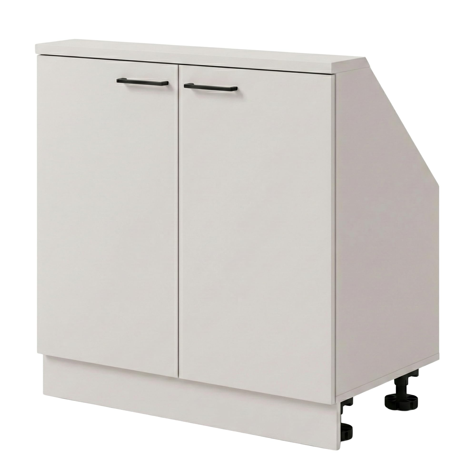 INNOVAHOME Armario Abuhardillado 80cm – Mueble Bajo Tejado con Estructura Maciza de 18mm (Cuerpo y Trasera), Tiradores de Metal y Estante Ajustable – Blanco Glacial