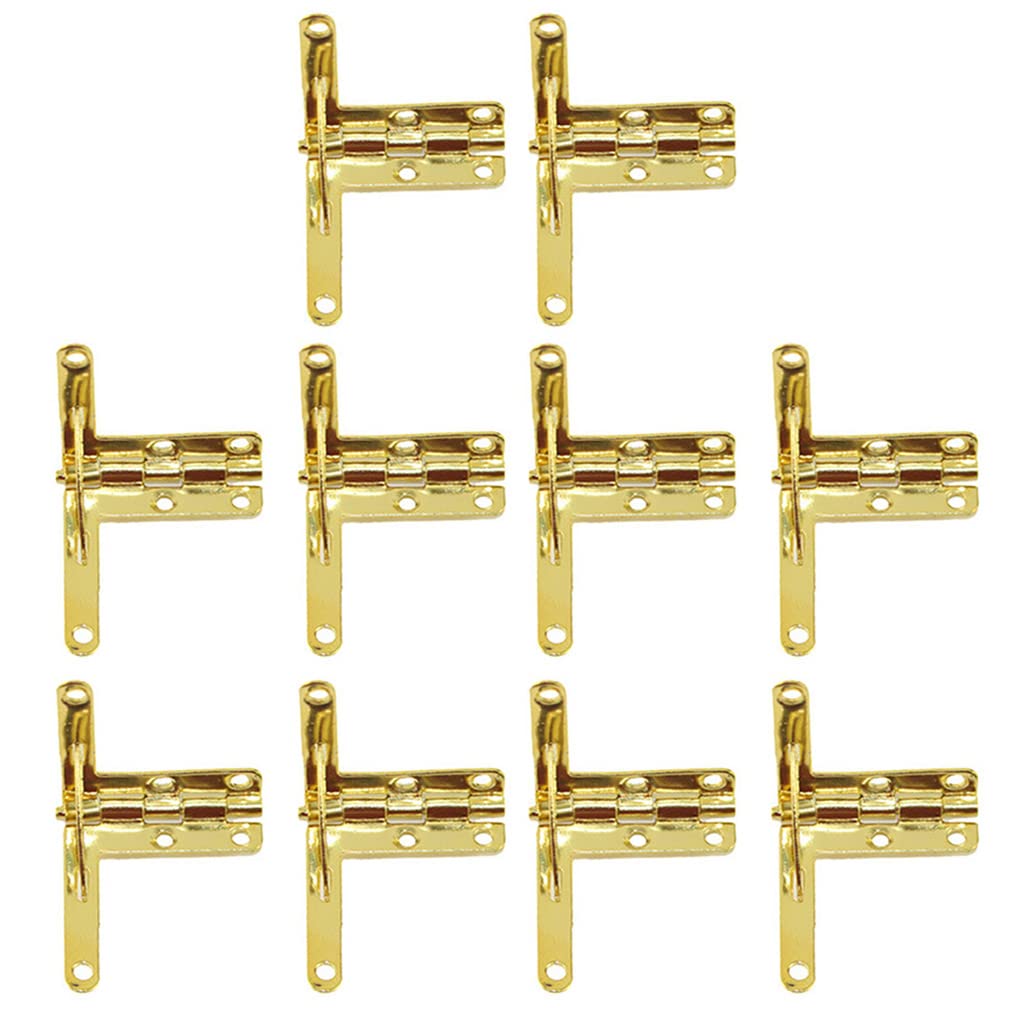 Crffz Gold Box Hinge For Case Furniture Hardware 90° Folding Hinge For Jewelry Wine Wooden Box Connect Mount 10 Pcs Woodworking Small Lid
