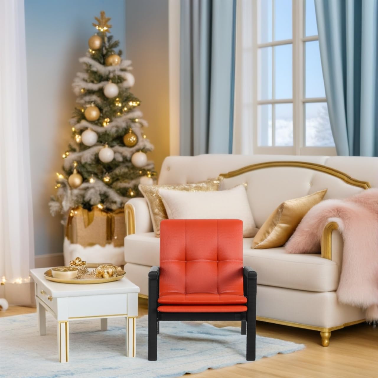 Zerodeko Miniaturowy fotel, pojedyncza sofa, fotel 1:12, miniaturowe meble, akcesoria, meble, dekoracja, urodziny, wesele, przyjęcie