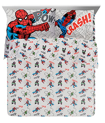 Image of Marvel Spiderman Queen Comforter Set 7 Piece Bedding for Boys, Grey | Bed in a Bag, Comforter Sheets Shams Pillowcases, Official Product, Soft Microfiber, Machine Washable Easy Care, Boys Gift