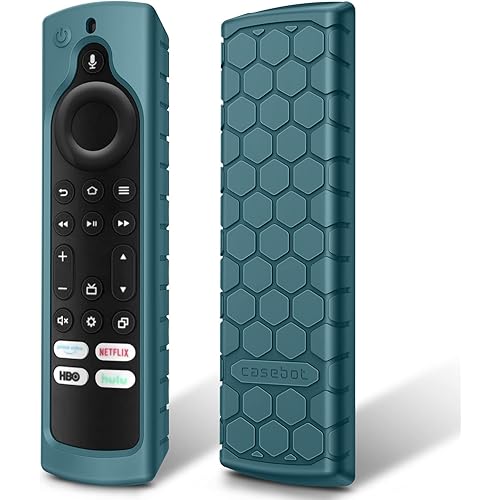 Fintie Silicone Case for Fire TV Stick 4K Max (2nd Gen)/Toshiba/Insignia/Pioneer/Fire TV 2-Series/4-Series/Omni Series TV Remote - Anti Slip Shockproof Cover for Alexa Voice Remote Enhanced,Dark Cyan