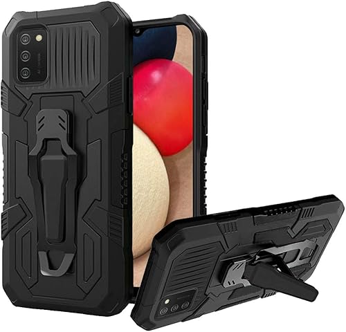 Funda para Samsung A02S, Galaxy A02S con vidrio templado, ultra delgada a prueba de golpes, funda protectora con clip magnético TPU Slim Fit (negro)