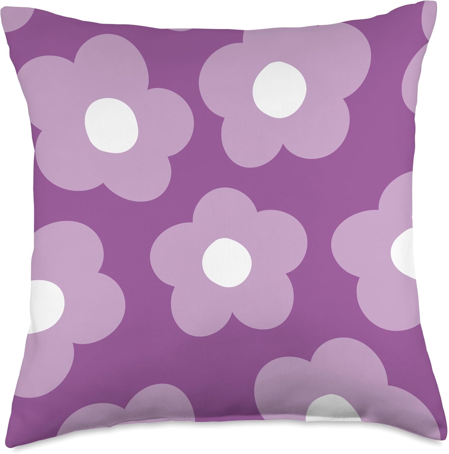 Danish Pastel Aesthetic Daisy Flower Preppy Purple Decor Throw Pillow
