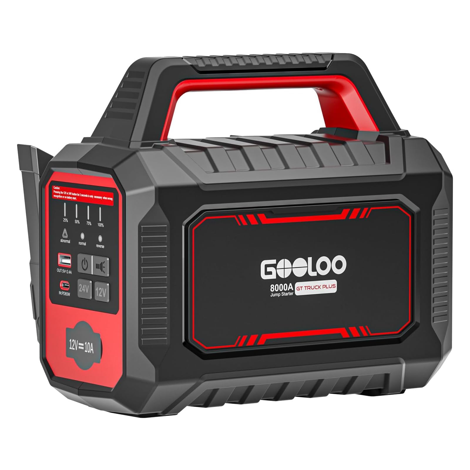GOOLOO GT Truck Plus Starthilfe Powerbank – 8000A 12V/24V Tragbare Starter Powerbank mit PD65W Schnellladung, Booster Auto Starthilfe für PKW, LKW, Wohnmobile, Yachten (Alle Benzin und Diesel)