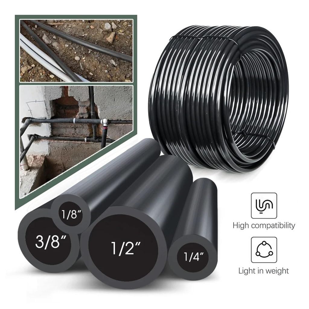 Manguera De PE For Riego por Goteo, Bricolaje, 1/4 "-1/2", 5-50m, Riego De Jardín | Tubo flexible, resistente a los rayos UV y a los ácidos, de -40 °C a 80 °C.(1/2,50m)