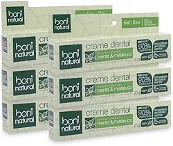 KIT 6 Creme Dental Boni Natural Menta e Melaleuca 90g