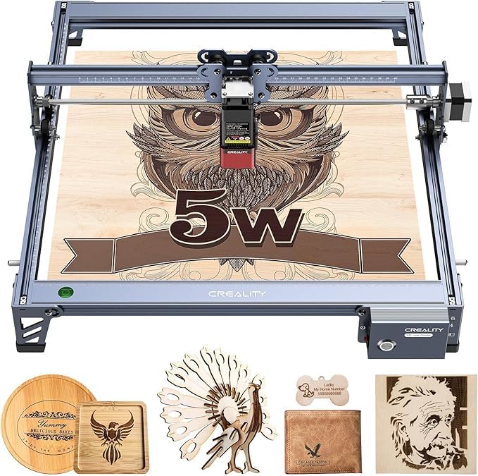 Image of Creality Laser Engraver, 5W Laser Cutter with 0.06mm Light Spot, High Accuracy 3D Engraving Machine, DIY CNC Machine for Wood and Metal, Acrylic, Leather, etc (Falcon 5W)