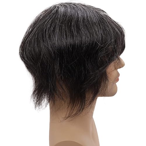 Miniatura 6 de Toupee - Sistema de reemplazo de cabello humano virgen europeo de 8 x 10 pulgadas para hombre, postizo mono con encaje superior con poliuretano
