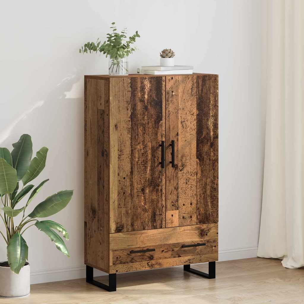 Nowoczesna komoda o wyglądzie starego drewna, 69,5 x 30 x 115 cm, materiał drewnopochodny, z szufladą, 2 drzwi, miejsce do przechowywania do salonu, sypialni, korytarza, uniwersalny mebel