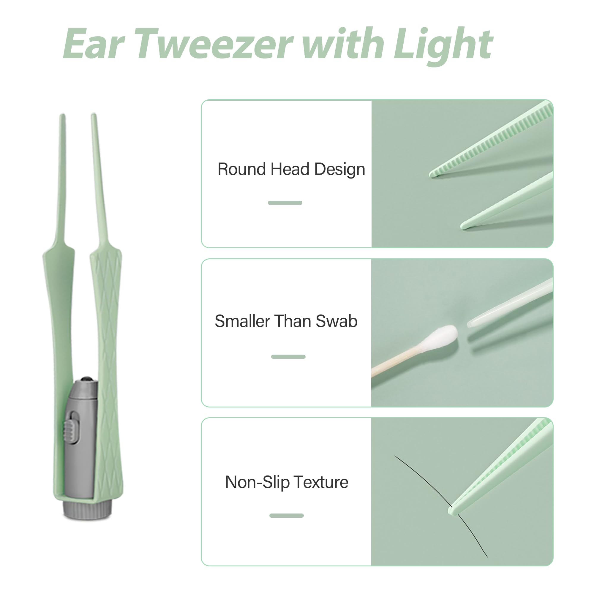 15 Pack Ear Wax Removal Tool Kit with Light - LED Ear Cleaning Kit, Ear Wax Removal for Kids and Adults, Ear Cleaning Tool, Ear Picker Spoon & Ear Tweezers & Spiral Spring Ear Spoon Green — Amazon image 6