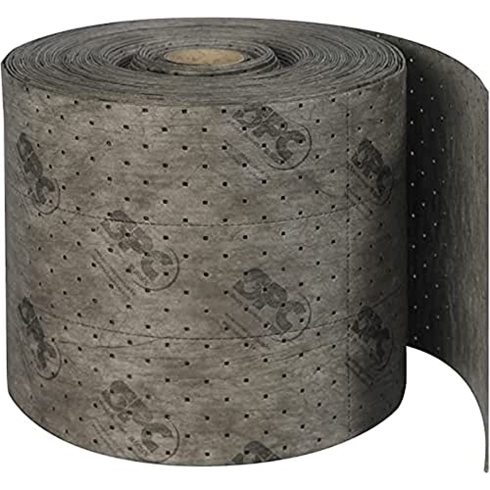 Rodillo Absorbente Universal para Fugas y Derrames, Gris, 46m x 380mm | Rollo de alta capacidad para 92L, ideal en areas de almacenamiento de liquidos, tambores y estaciones de trabajo pesadas.