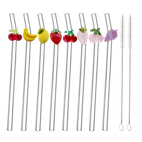 8Pcs Glass Straws 