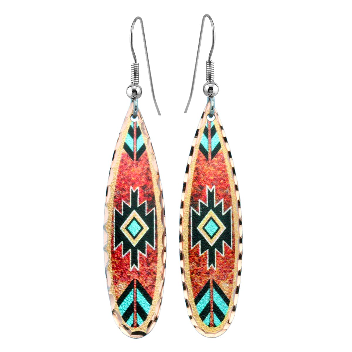 Artisan Copper Flower Earrings in Red/Blue/Yellow/Purple/Black SW Native Earrings Women Arrows Earrings Leopard/star/Sunburst