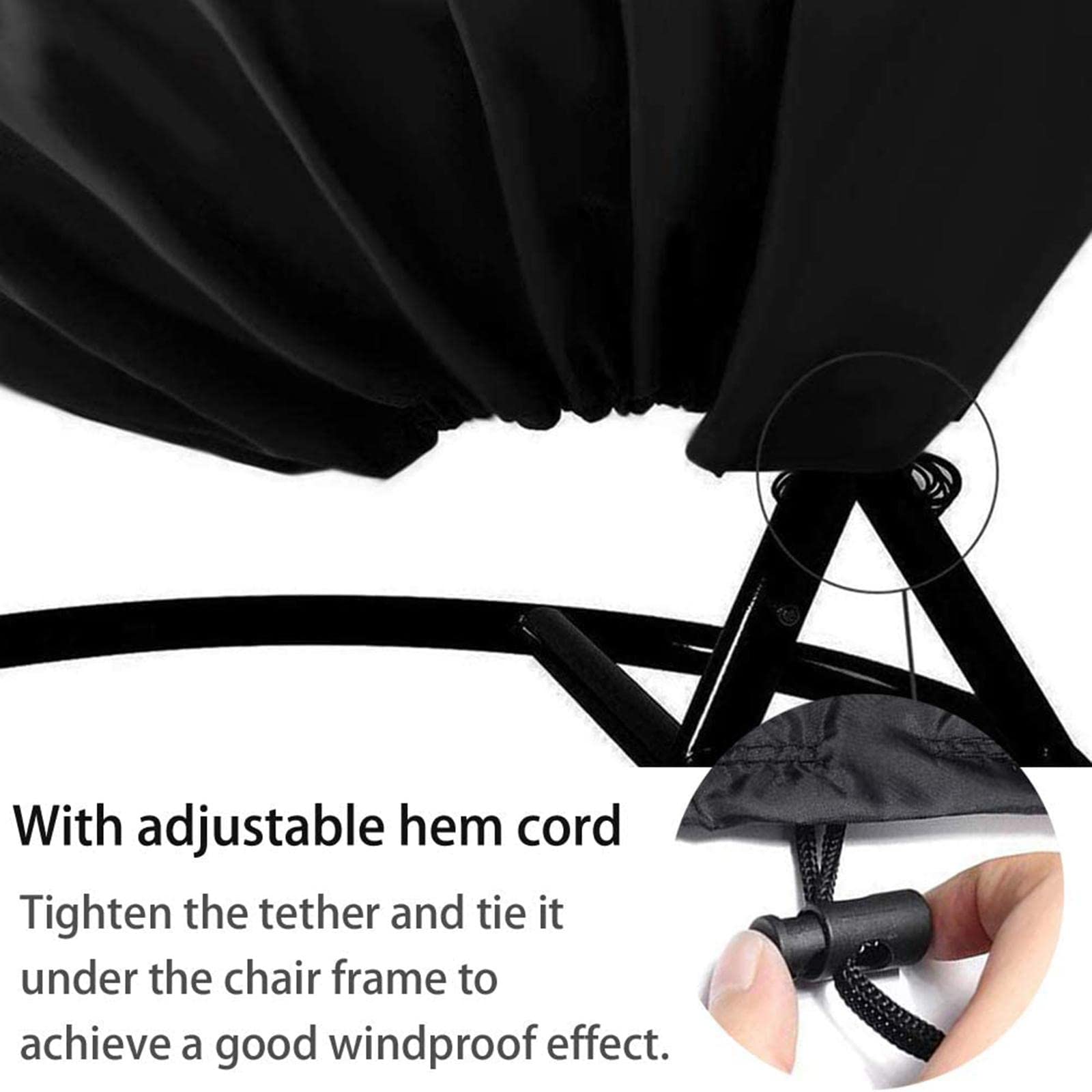 Housse de Protection pour Fauteuil Suspendu, Résistante à La Poussière et Aux Intempéries, avec Fermeture éclair Robuste, en Tissu Oxford, Idéale pour, Noir 230x200x1cm