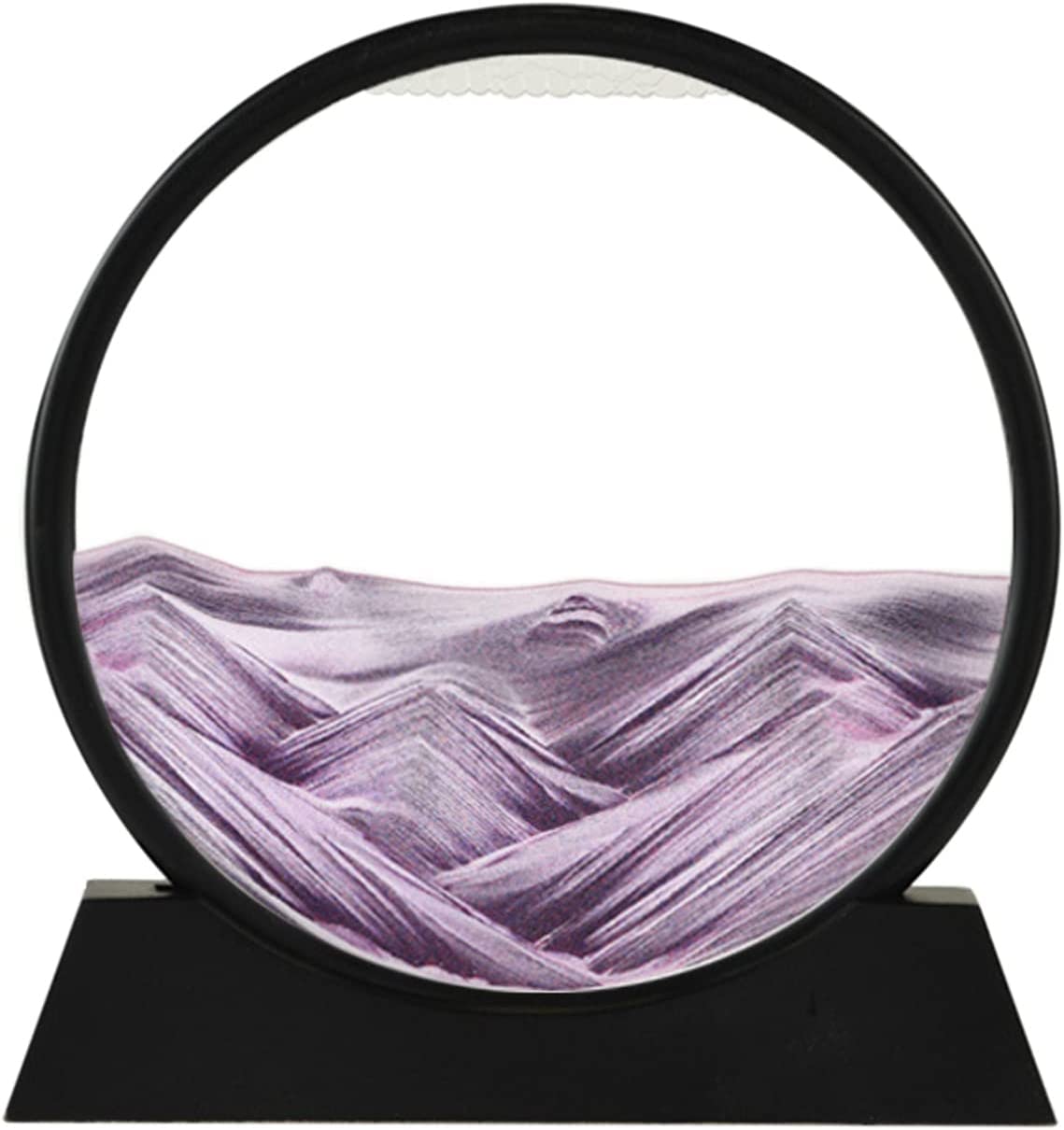cornici pittura sabbie mobili, Moving Sand Picture Round, Sandscape in Moving, 3D Dynamic Quicksand Painting, Moving Sand Art Picture Cornice rotonda in vetro, Giocattoli rilassanti e decompressivi fo