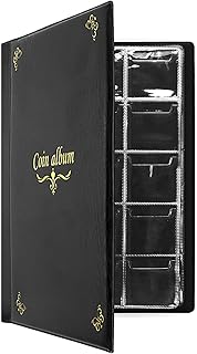 150 Pockets Coin Album, Penny Collecting Book, Souvenir Coins Collection Holder, Ideal for Pressed Pennies Passport, Hobby Coin Collector, Money Specie Display Storage Case (English, Black)