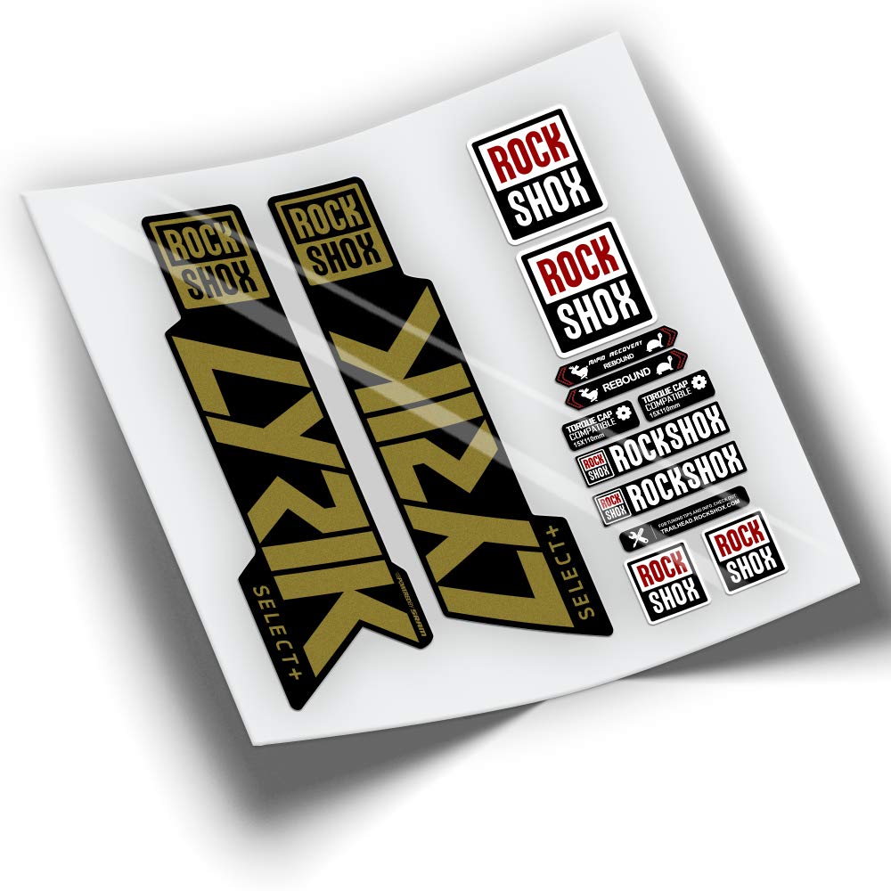 REF:VP372 Rock-Shox LYRIK SELECT Fork Compatible Stickers + 2019-2022 MTB Fork Stickers Decals Vinyl for Mountain Bikes (CHROME GOLD)