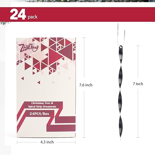 Miniatura 5 de ZHMTang 24 adornos colgantes de Navidad, carámbanos de aluminio torcidos para boda, Halloween, decoración de árbol de vacaciones (brillante, 7