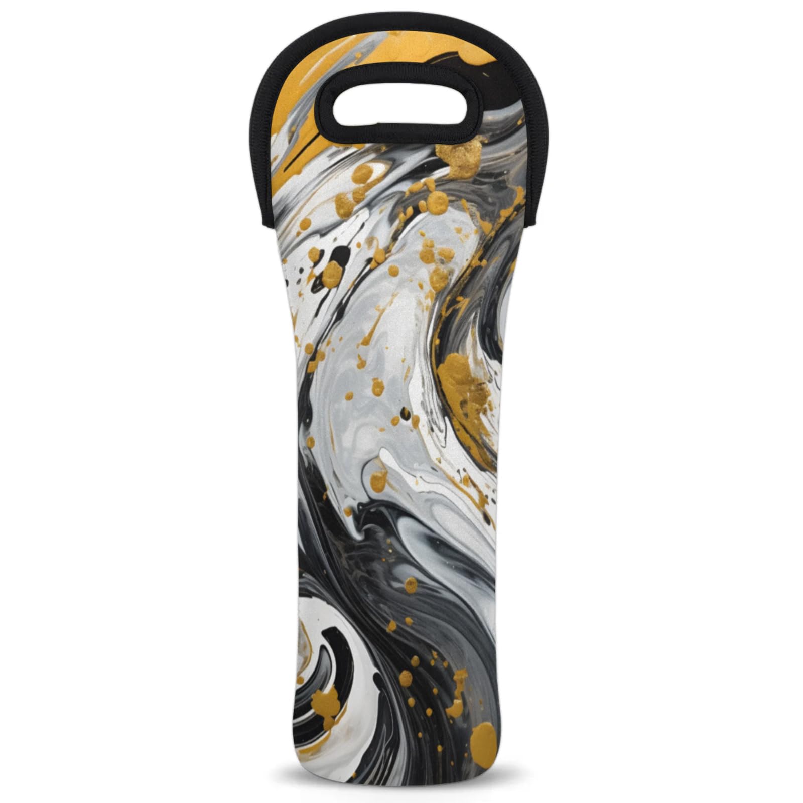 Neoprene Wine Tote Carrier Bag for Wine,Water, Champagne, Beer, Baby Bottles 15.6 x 5.1 Inches, Protective Wine Bag,Marble Ink