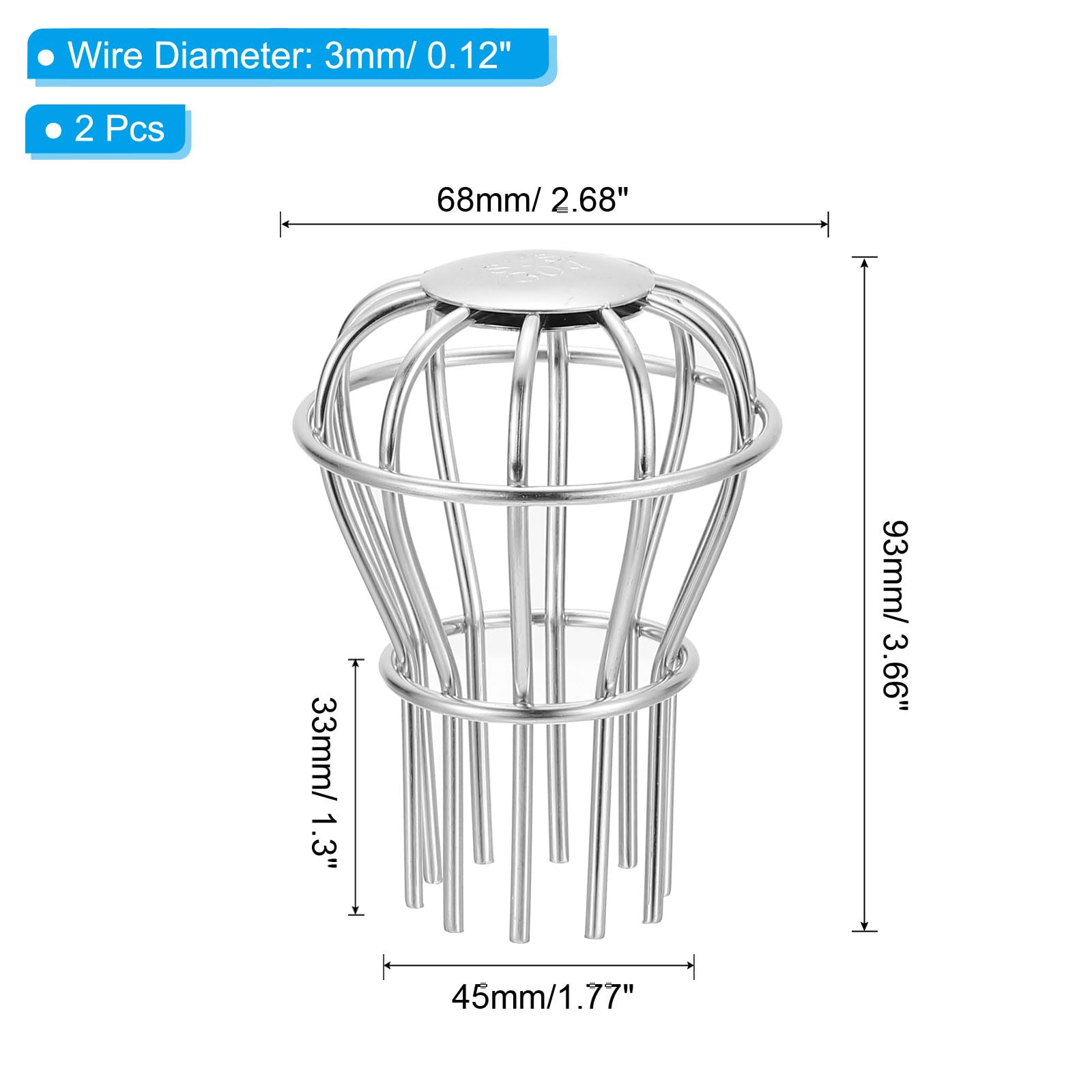 PATIKIL Gutter Guard 2 Inch, 2 Pack 304 Stainless Steel Down Pipe Filter - Image 2