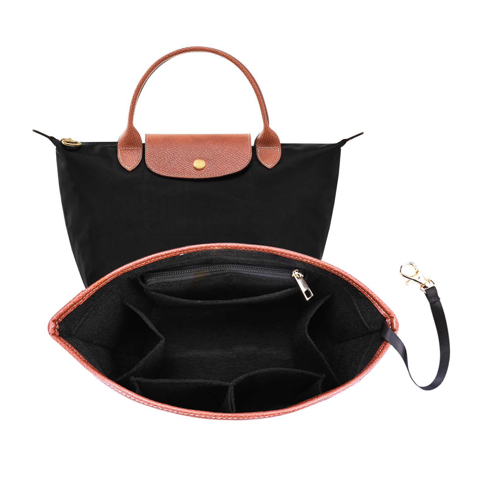 Gastinsave Black Handbag Purse Bag Organizer Insert Compatible With Longchamp Le Pliage Large Tote Insert Felt
