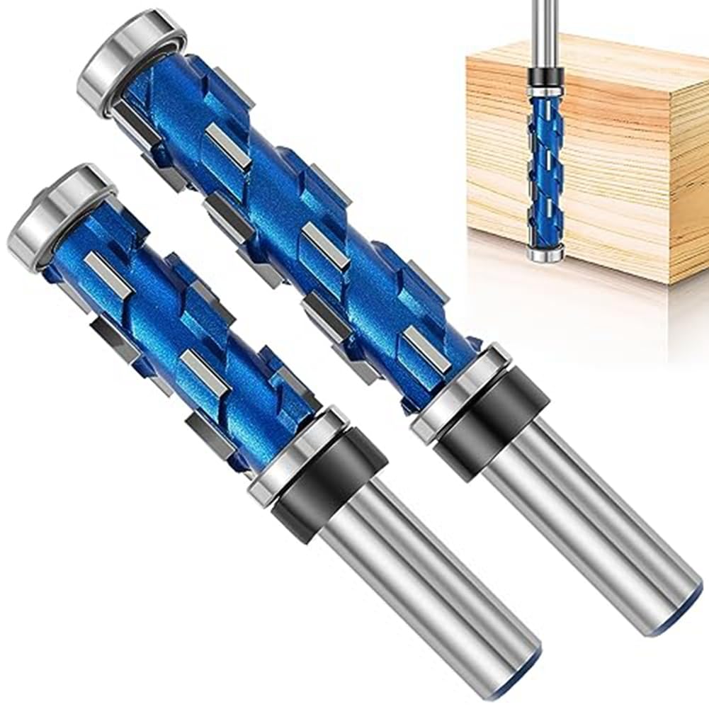 Punta per Fresatura A Filo da 2 Pezzi, Gambo da 1/2 Pollice, Utensile per Rifilatura A Spirale A Doppio Cuscinetto, Fresa per la Lavorazione del Legno, per Legno