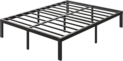 Miniatura 8 de Marco de cama matrimonial de 16 pulgadas con soporte de listones de acero, no necesita somier, fácil montaje, color negro