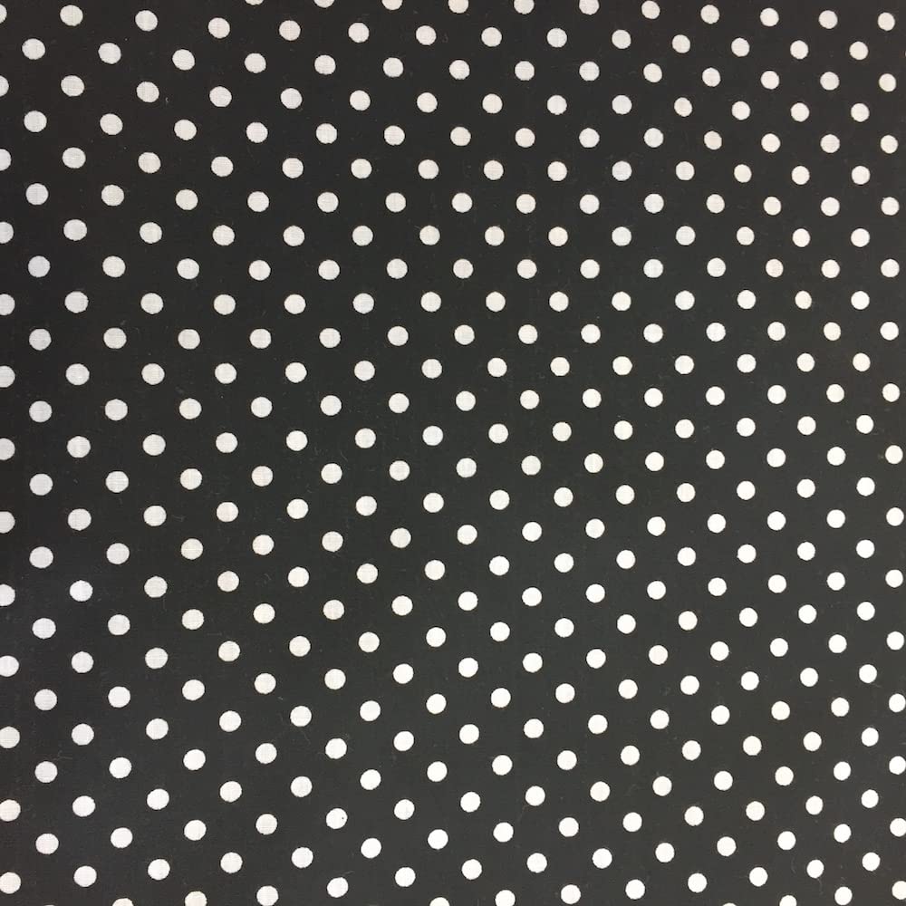 Polycotton 4mm Spot Fabric 44" Wide 112cm (Per Metre) (Black)