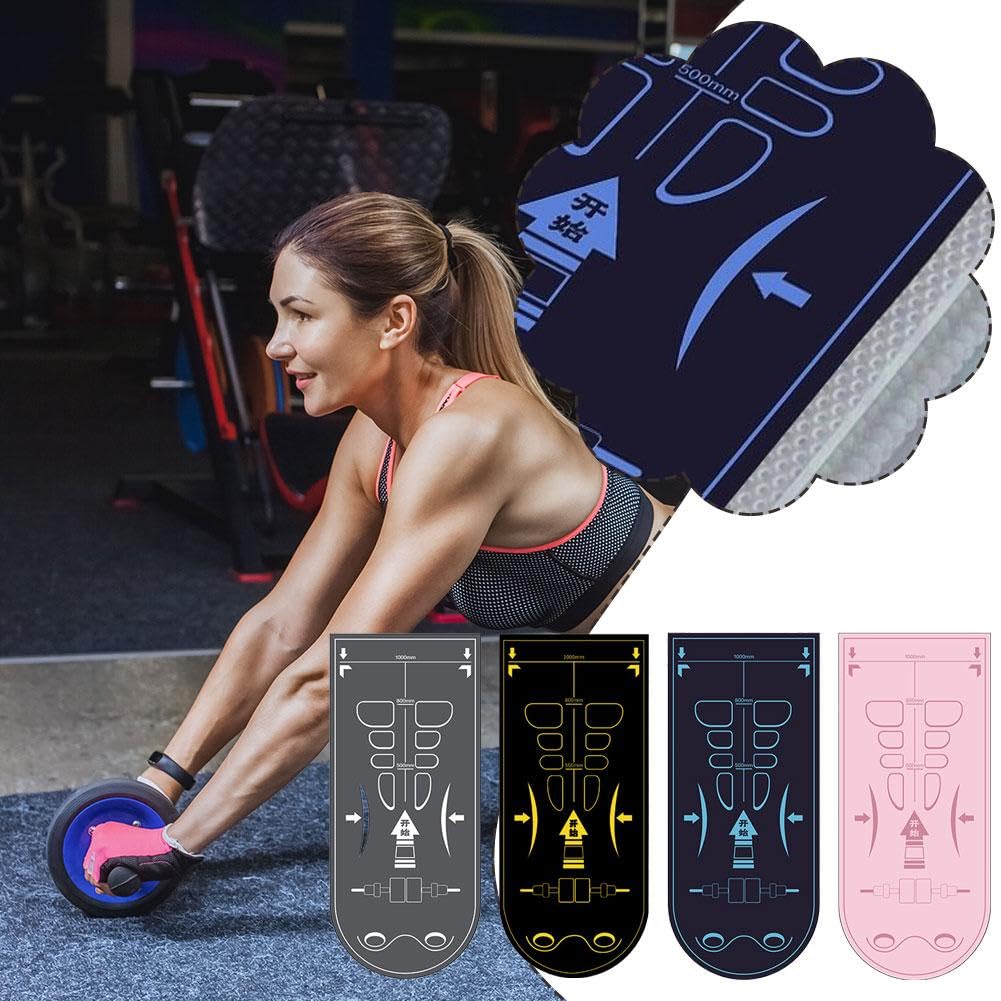 Tapis De Fitness Double Face PU/silicone - 150x60 Cm - Guide D'alignement - Pour Roue Abdominale Et Yoga