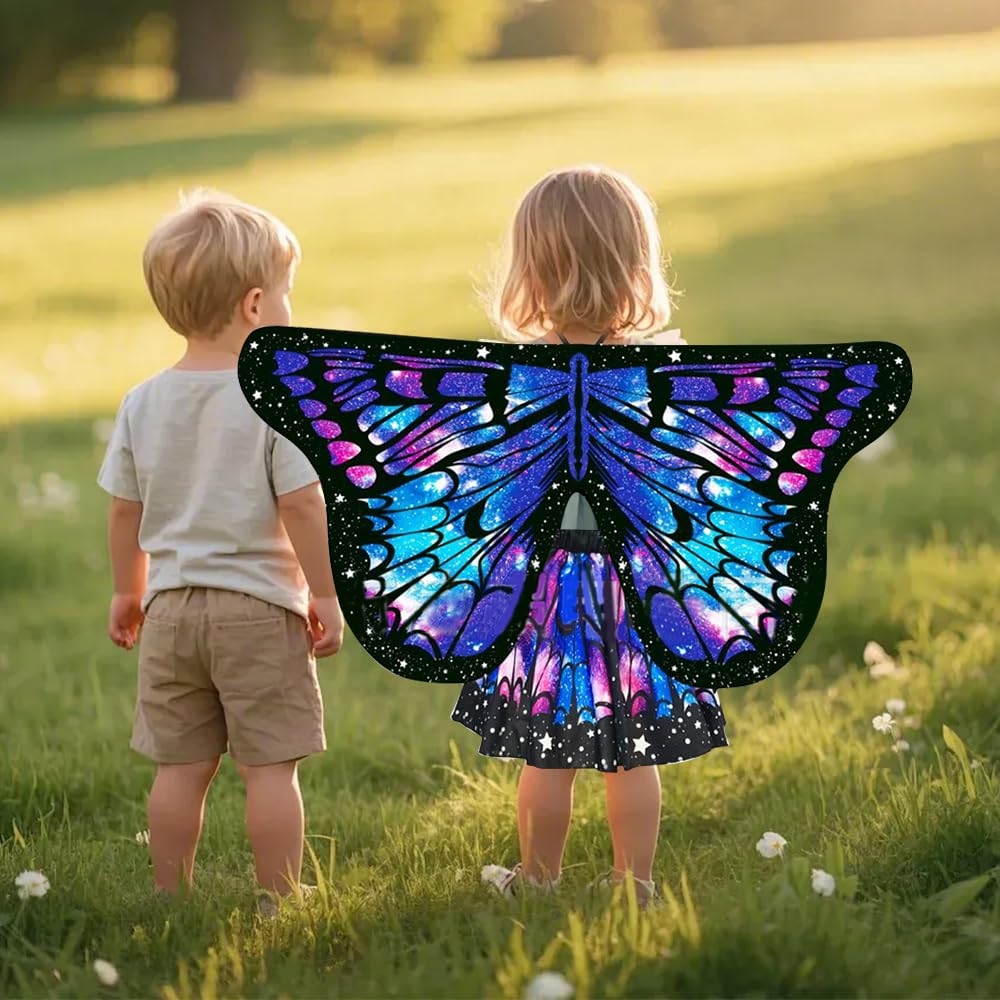 Capa De Mariposa Para Niña – Set Con Alas De 117x48 Cm, Falda, Máscara, Tocado Y Pegatinas, Disfraz De Hada Para Carnaval Y Juegos De Rol