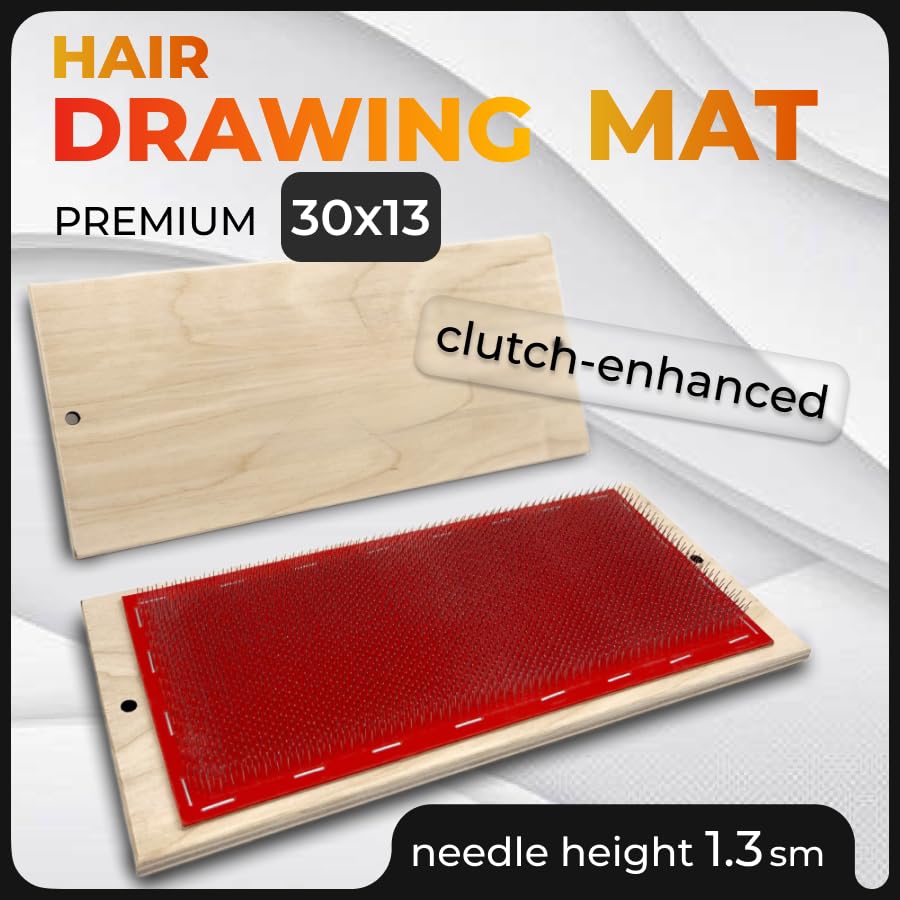 30 x 13 cm (2 pcs) Hair Holder on a Wooden Base, Drawing Mat For Bulk Hair Extension Professional Hackle Styling Tools Making Lace Wig Tools Drawing Card With Needles