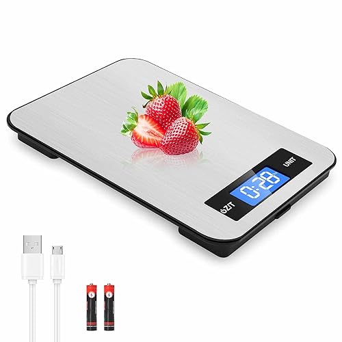Nasam Báscula digital para alimentos báscula de cocina recargable de 33 libras331lbs peso de 5 unidades graduación precisa de 01 onzas función de