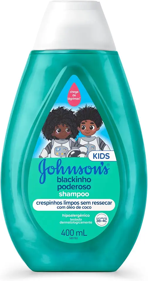 Shampoo Infantil Para Cabelos Crespos Johnson's Blackinho Poderoso, 400ml