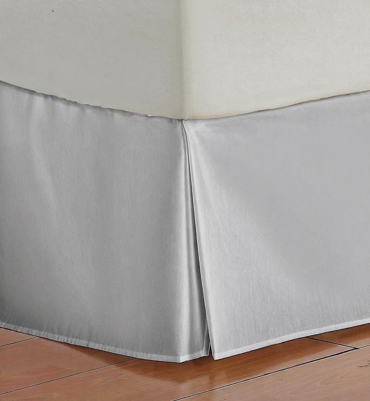Box Pleated Base Valance Sheet, 200 Thread Count 16"/40cm Extra Deep Base Valance Bed Sheet, 100% Cotton Non Iron Easy Care Luxury Platform Bed Skirt Valance Sheet (Silver, Single) โ image 1