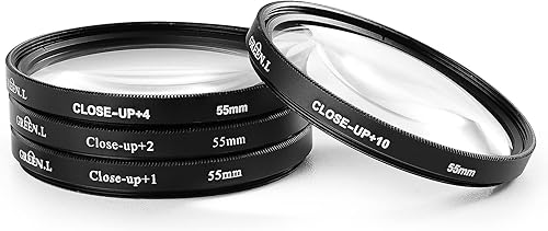 Miniatura 3 de Juego de filtros de primer plano de 2.165 in (+1,+2,+4,+10), filtro macro profesional con bolsa de filtro para lente de cámara