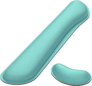 Dapesuom Enlarge Keyboard Wrist Rest Pad,Memory Foam Set Wrist Cushion Support for Easy Typing & Pain Relief,Mouse Wrist Pad,Anti-Slip Wrist Support for Gaming,Computer, Laptop, Office,Malachite Green