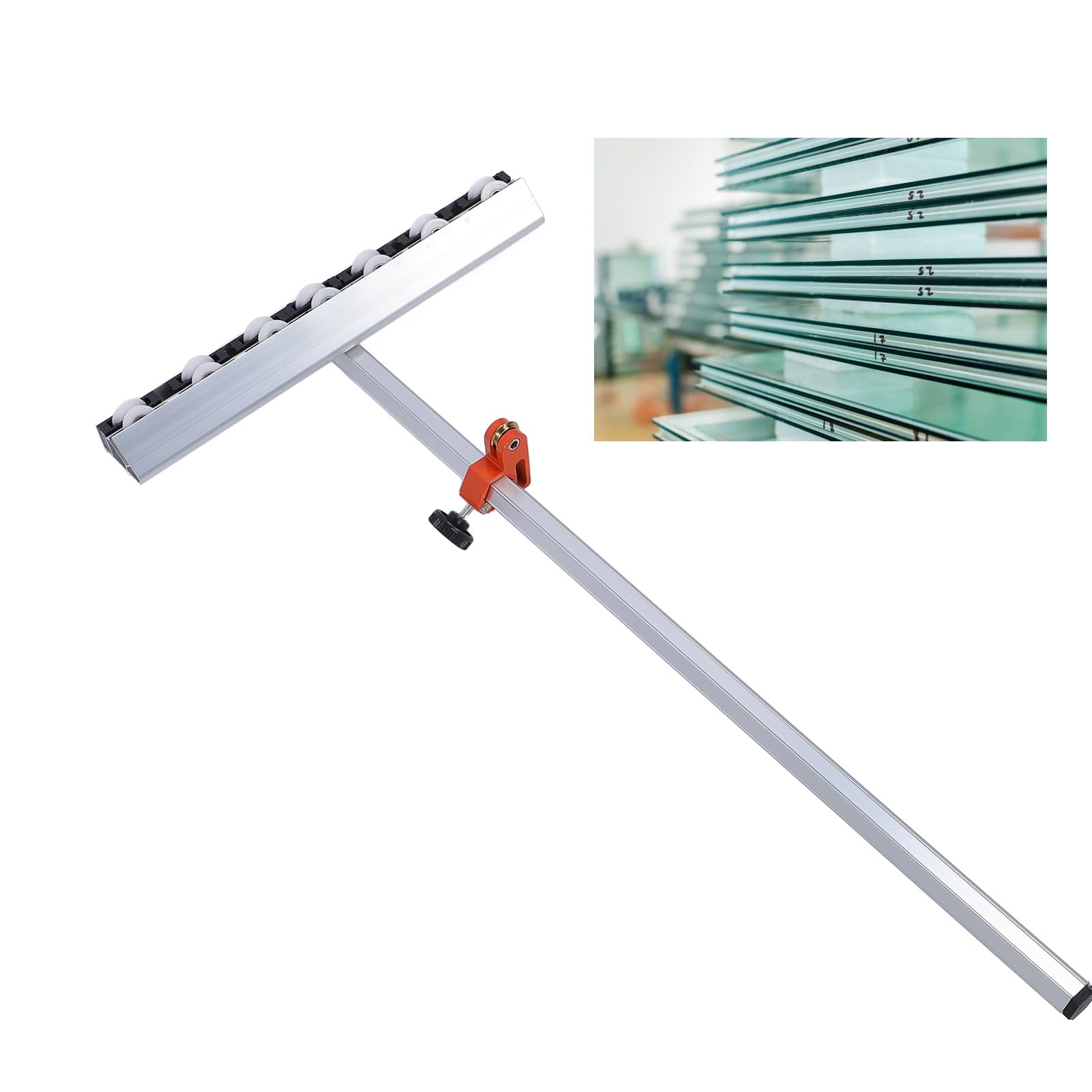 Walfront Narzędzie do Cięcia Szkła w Kształcie Litery T o Długości 60 Cm, Przecinarka T, Automatyczne Smarowanie z 14 łożyskami Rolkowymi do Cięcia Grubego Szkła Typu T i Płytek