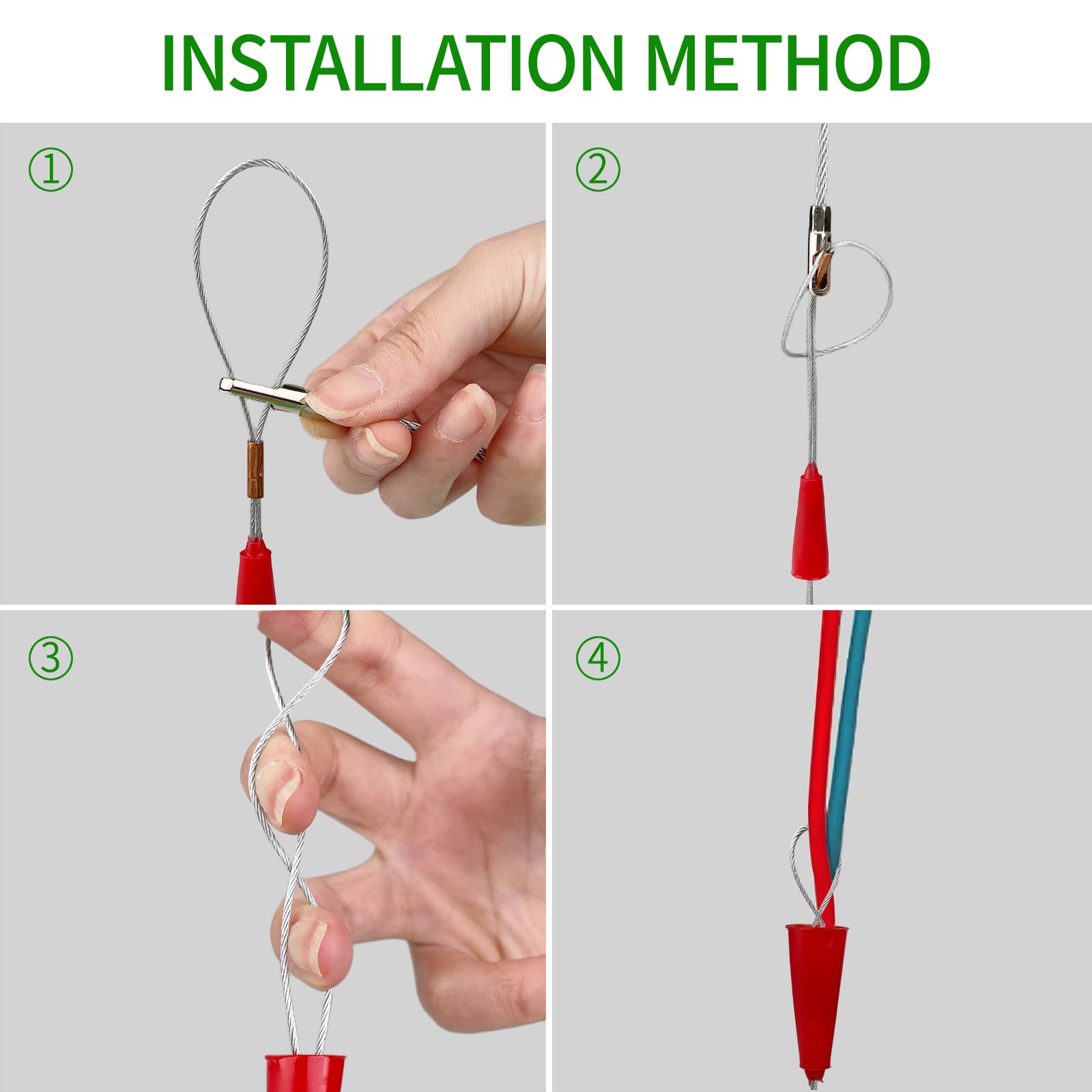 Sonda Passacavi 30m, Diametro 4mm, Sonda Elettricista Professionale, Sonda Tiracavi con 2 Molla di Guida, Estrattore Cavi Elettricista, Sonde Tiracavi per Inserimento ed Estrazione Cavi