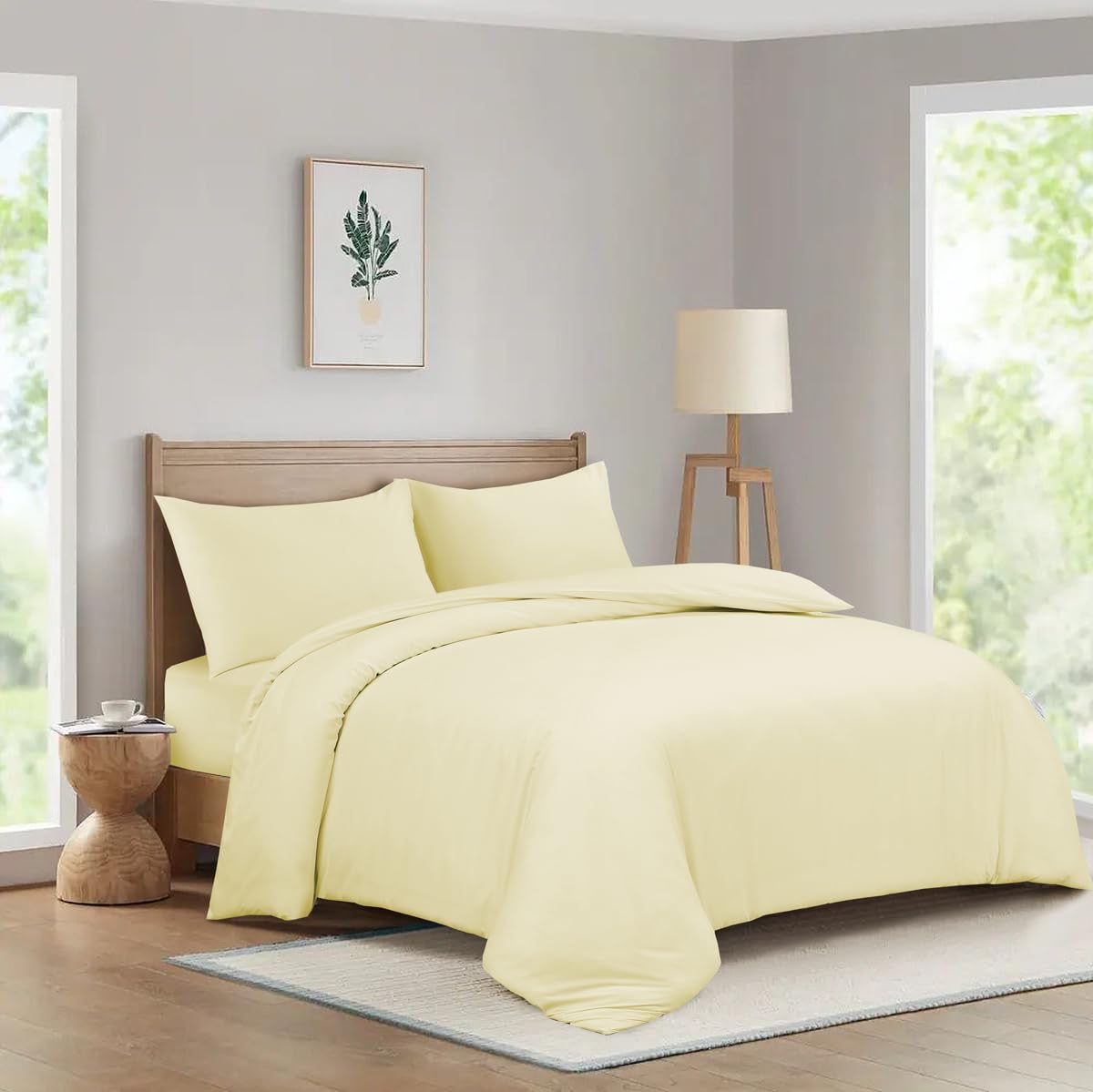 Hadi London Microfibre Duvet Cover Set Single Double King Soft Breathable Brushed Bedding Set Quilt Cover with 2 Matching Pillowcase (Cream - Image 3