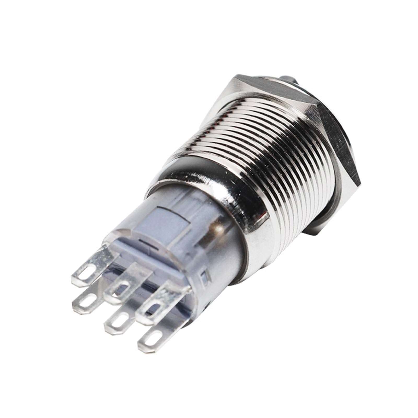Interrupteur Rotatif 19mm à LED Blanche - 2 Positions Momentané - Métal - Pour Circuit Électrique