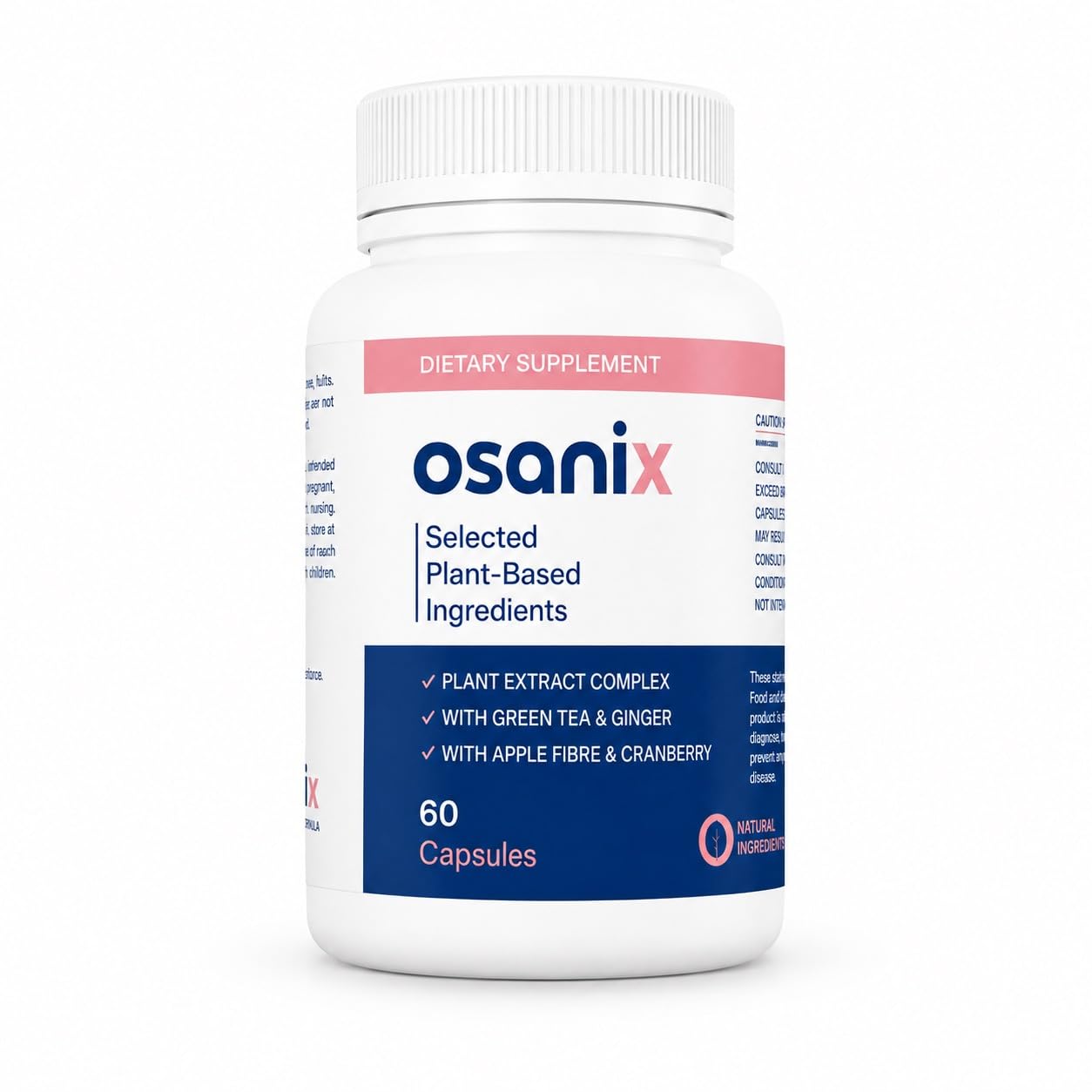 Osanix Kapseln – Nahrungsergänzungsmittel für Erwachsene – 60 Kapseln – mit Malabar-Tamarinde, Grüntee, Cranberry, Ingwer, Apfelfaser & Kamille