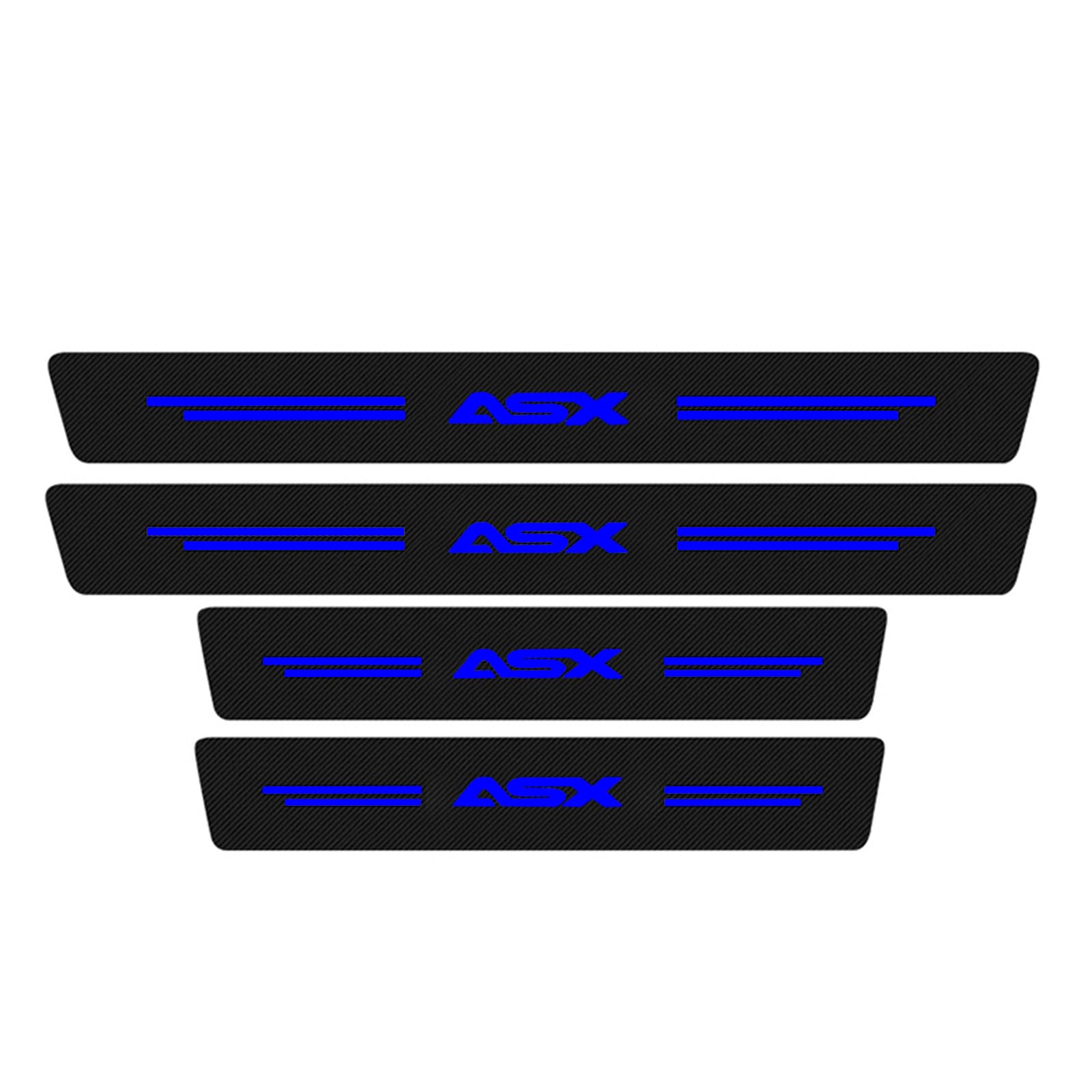 KAFMZEP 4pcs Car Door Sill Protectors for Mitsubishi ASX Accessories, Self Adhesive Carbon Fibre Wrap Film Universal Automobile Threshold Strips Kick Plate Covers Sticker,Blue