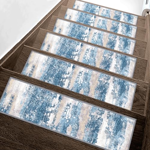 sarben 8"x30" Non Slip Stair Treads for Wooden Steps 15 Pack, Sapphire Sand