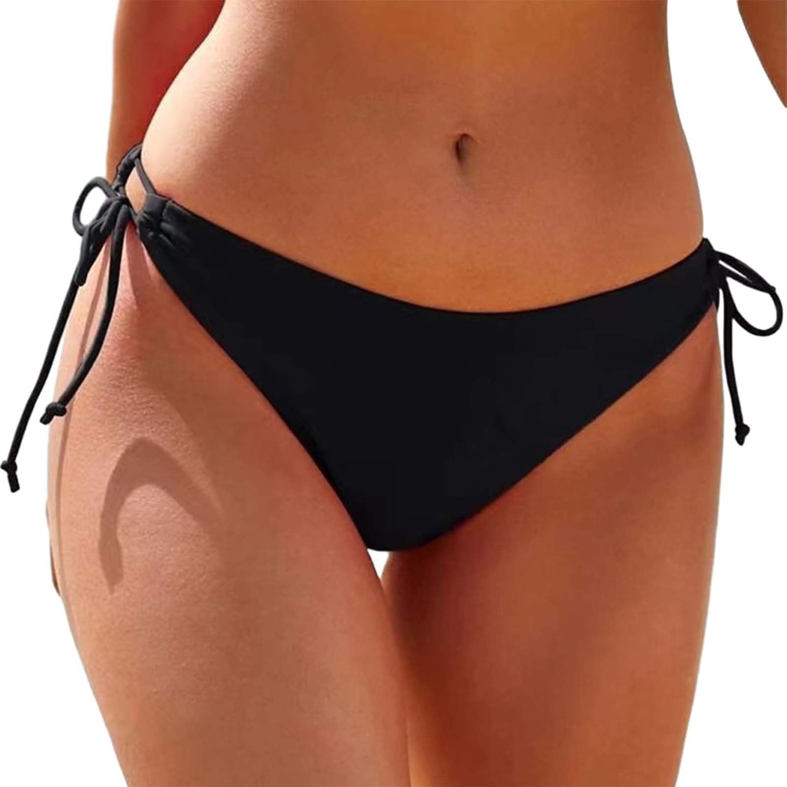 Lanunlly Bañador Mujer Niña Adolescente Braga de Bikini con Lazos Traje de Baño Ajustable Braga Bikini Tanga Brasileño Bañador Cómodas Suaves Trajes de Baño Bragas Secado Rápido Braguita Vacaciones Playa