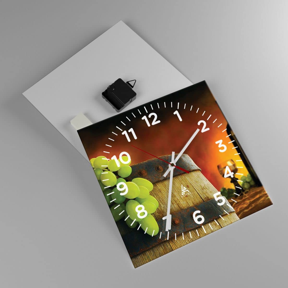 Orologio da Parete in Vetro Bere bicchiere vino 30x30cm Piccolo Moderno Orologio da Muro Per Casa Cucina Soggiorno Silenzioso Wall Clock Decorazione Orologio da Appendere - C3AC30x30-2258