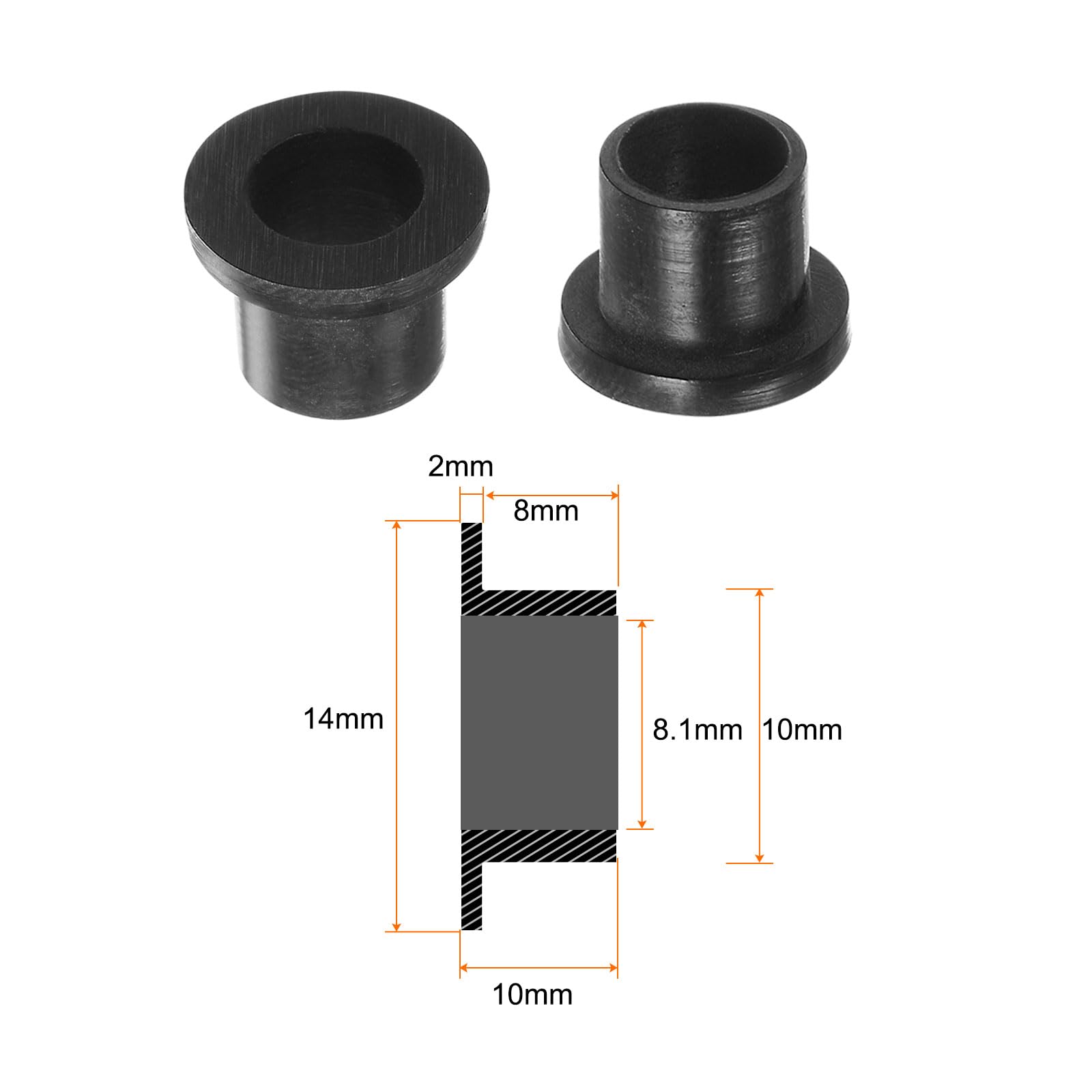 12 Roulements à Manchons Nylon Uxcell - Dimensions 8mm Intérieur X 10mm Extérieur X 12,5mm Longueur - Blanc