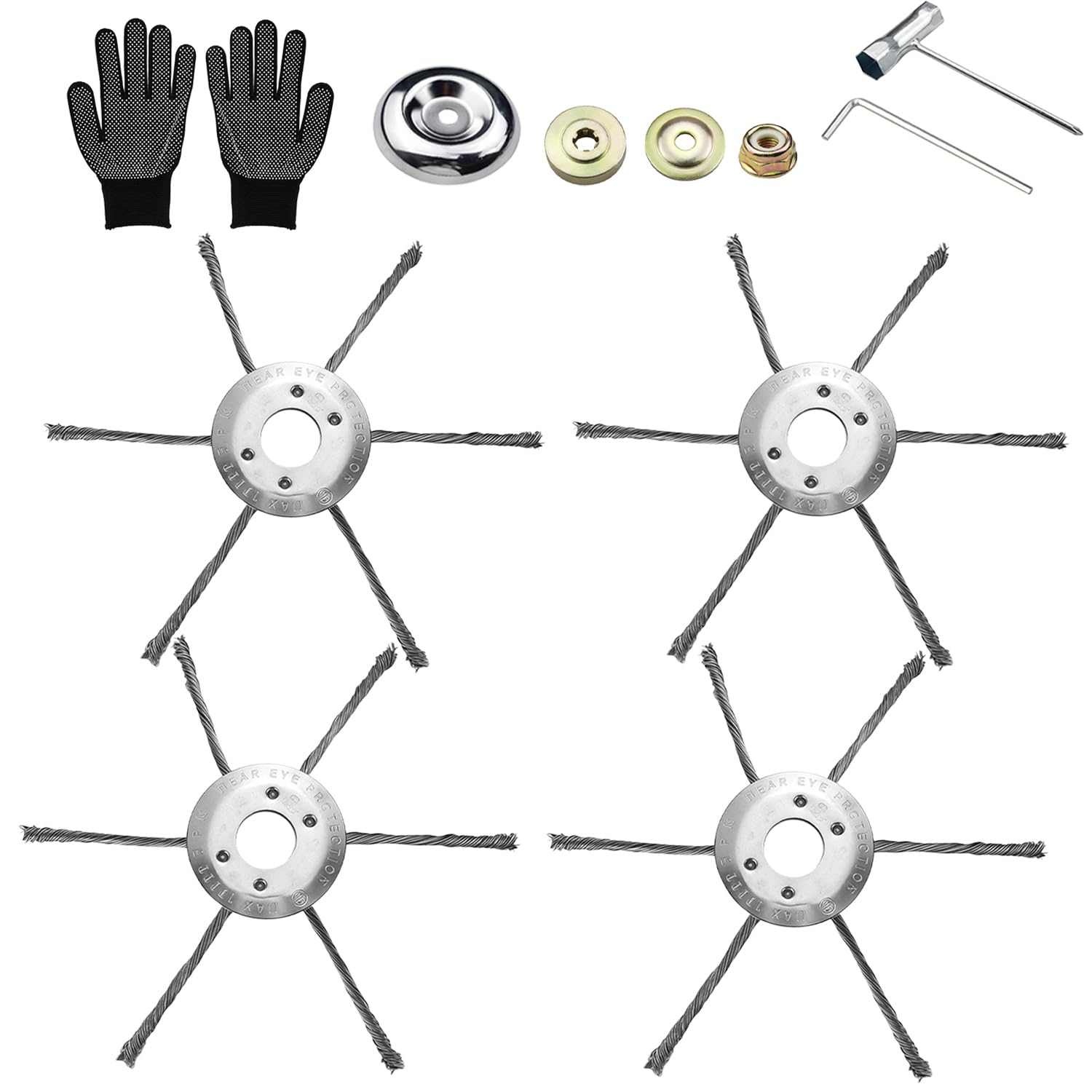 4 Pezzi Testine per Tagliaerba in Filo di Acciaio, 6 Teste, 230mm di Diametro,25,4mm di Apertura, Ricambio Universale per Accessori per Tosaerba