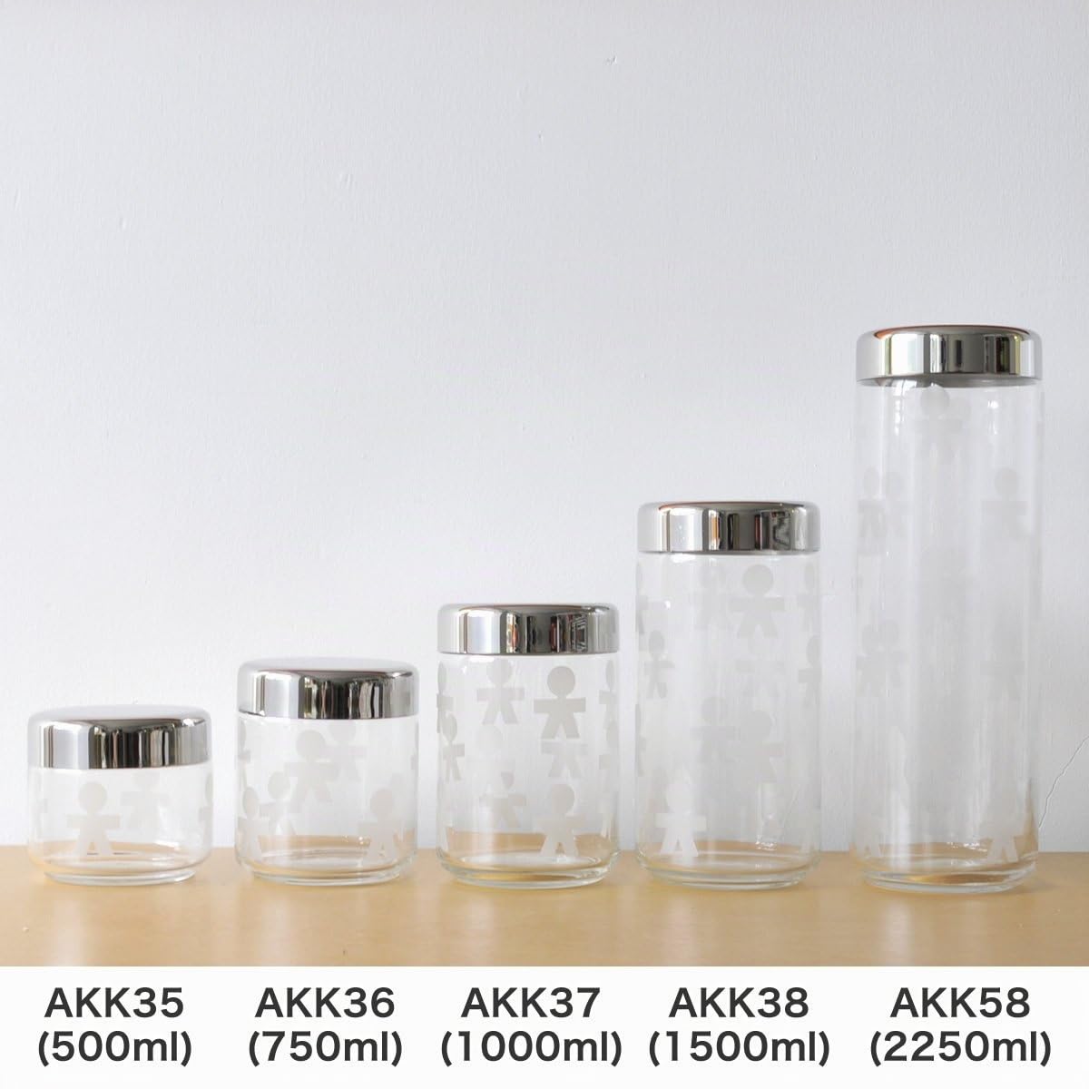 Alessi Akk36 Girotondo Boîte de Cuisine Hermétique en Verre Sérigraphié avec Couvercle en Acier Brillant, 75 Cl, Argent