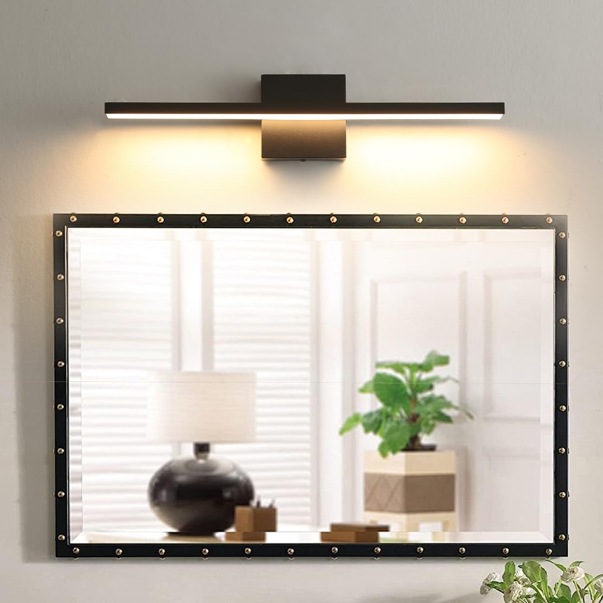 Lonrukat Bathroom Light Fixtures Over Mirror, 20 Inch Black Bathroom Vanity Light, LED Modern Wall Sconce 3000K Bar Vanity Lights for Bathroom Mirror Cabinets Bedroom