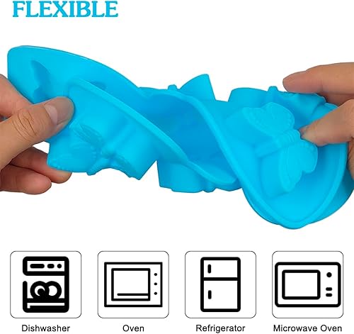 Miniatura 4 de 3 moldes de silicona con forma de mariposa, para hornear gomitas de caramelo de chocolate, bandeja de hielo de mariposa para gelatina, pudín, jabón,